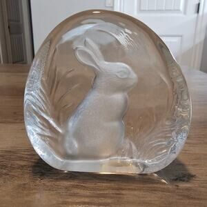 Crystal Zajecar Rabbit Bunny Paperweight Decor Frosted 3.5" Made in Yugoslavia